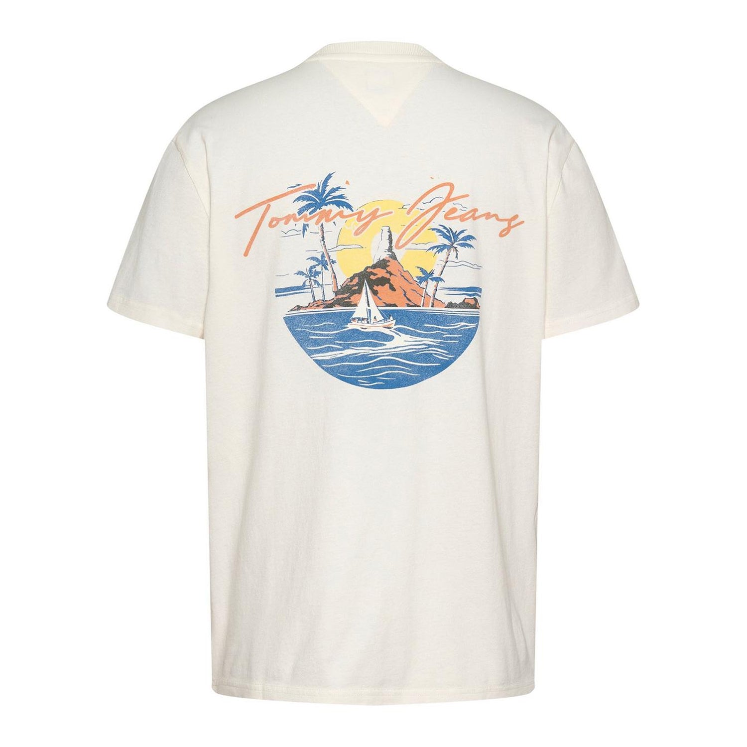 Antique White - Back - Tommy Jeans Mens Sailing Scene Crew Neck T-Shirt