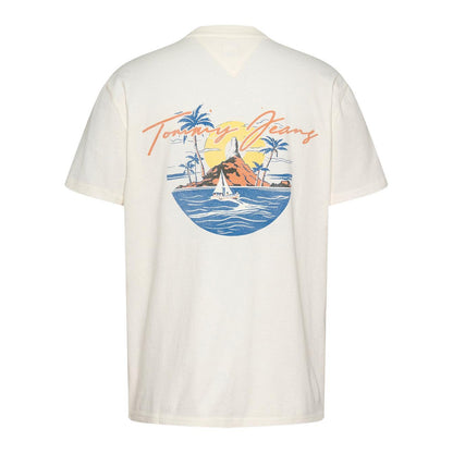 Antique White - Back - Tommy Jeans Mens Sailing Scene Crew Neck T-Shirt