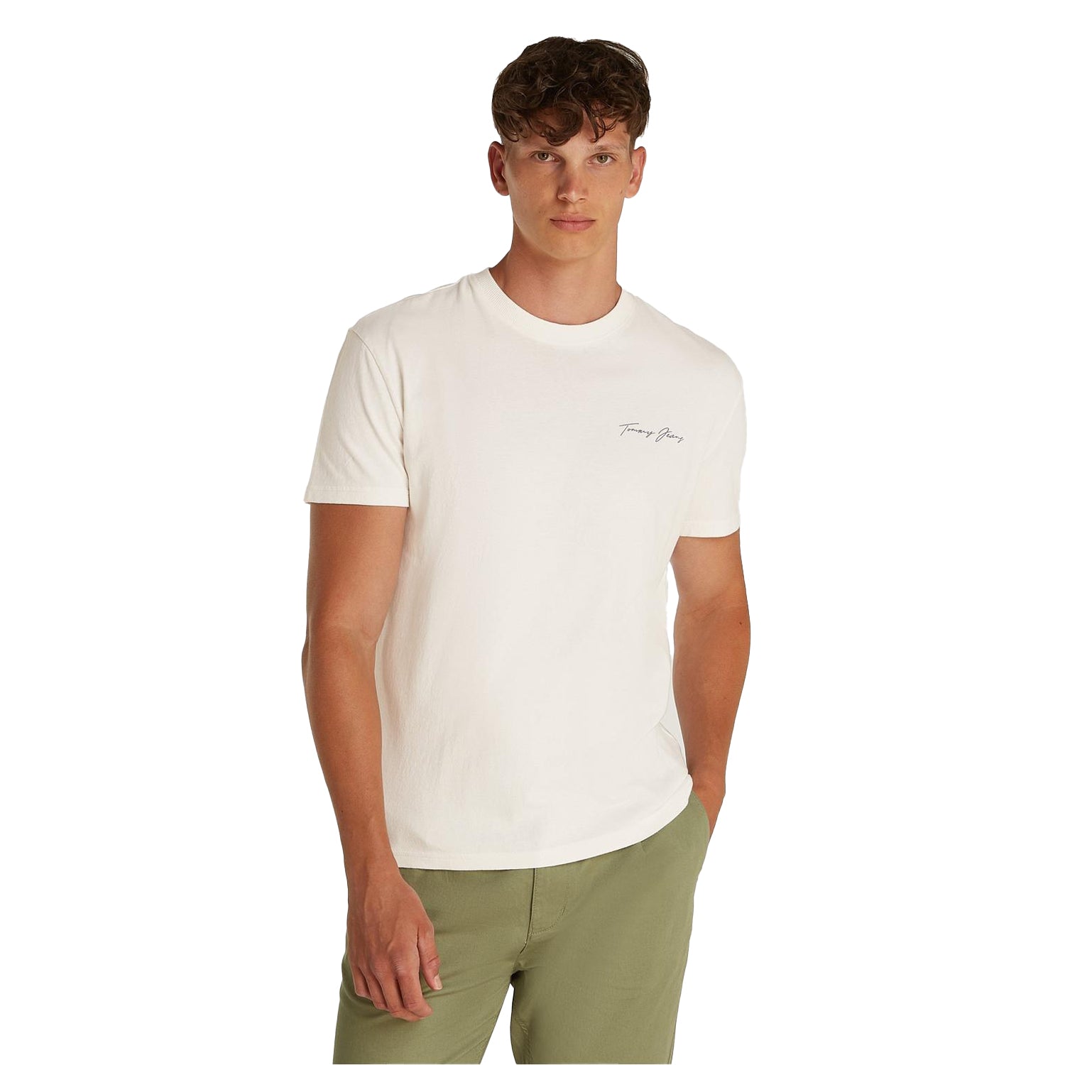 Antique White - Side - Tommy Jeans Mens Sailing Scene Crew Neck T-Shirt