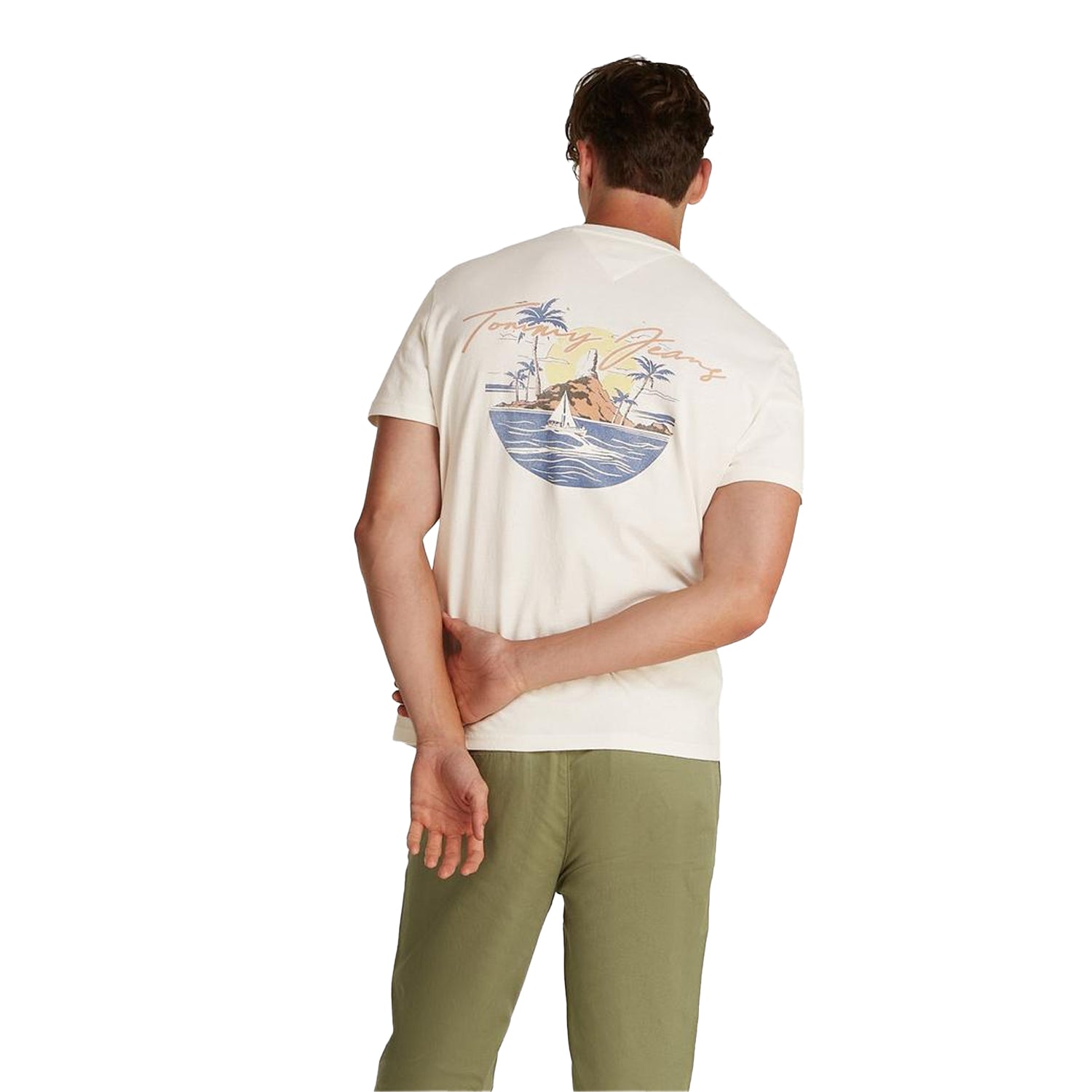 Antique White - Lifestyle - Tommy Jeans Mens Sailing Scene Crew Neck T-Shirt