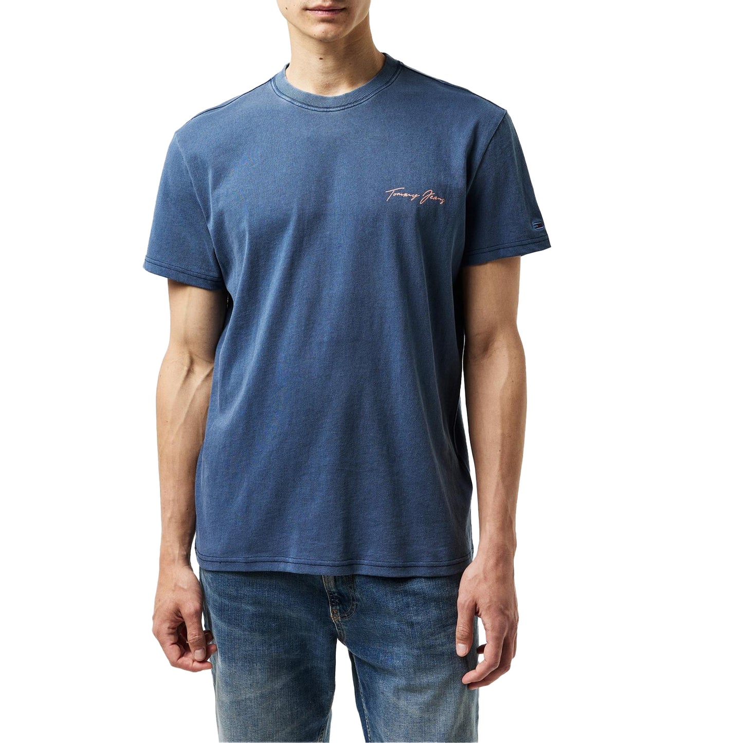 Dark Navy - Side - Tommy Jeans Mens Sailing Scene Crew Neck T-Shirt