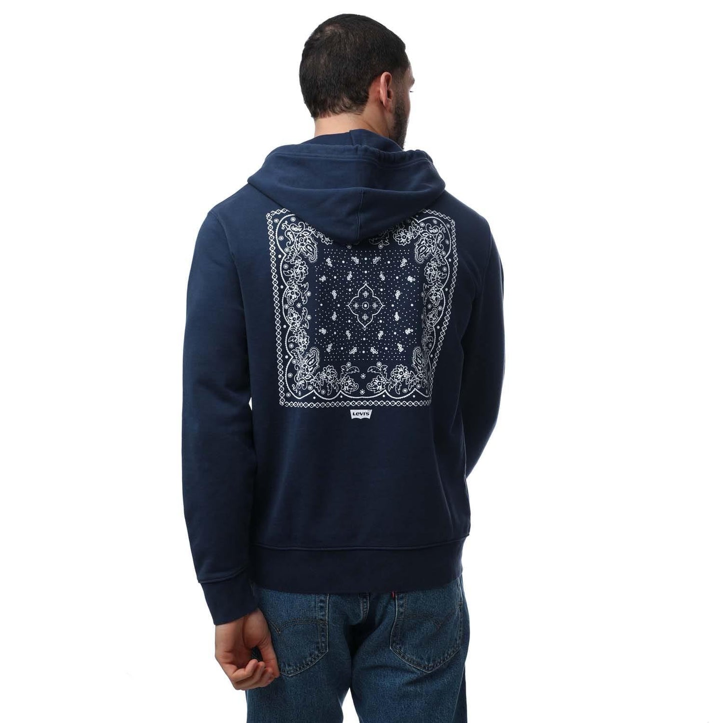 Blue - Back - Levis Mens Graphic Bandana Standard Hoodie
