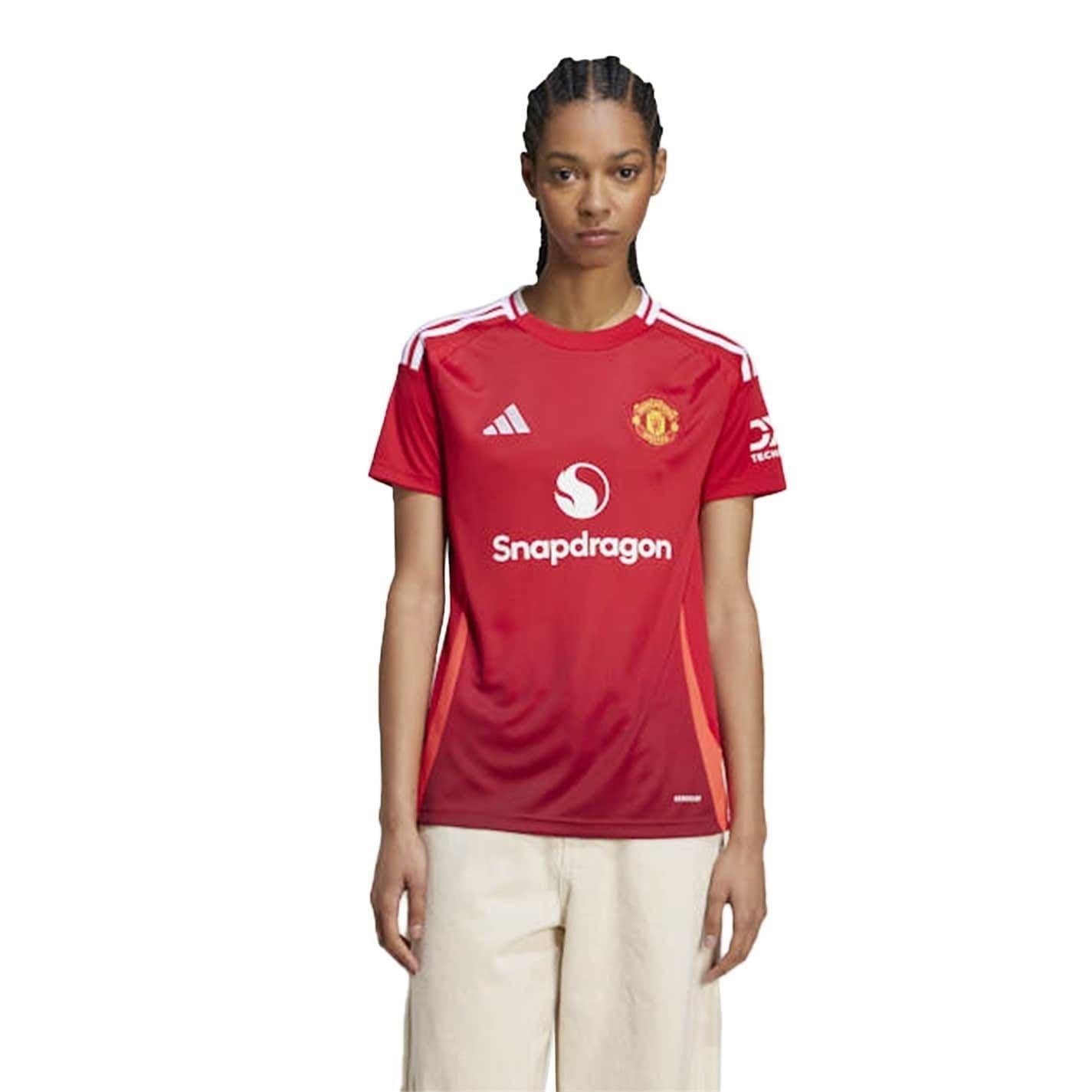 Red - Side - Adidas Womens-Ladies 24-25 Manchester United FC Home Shirt