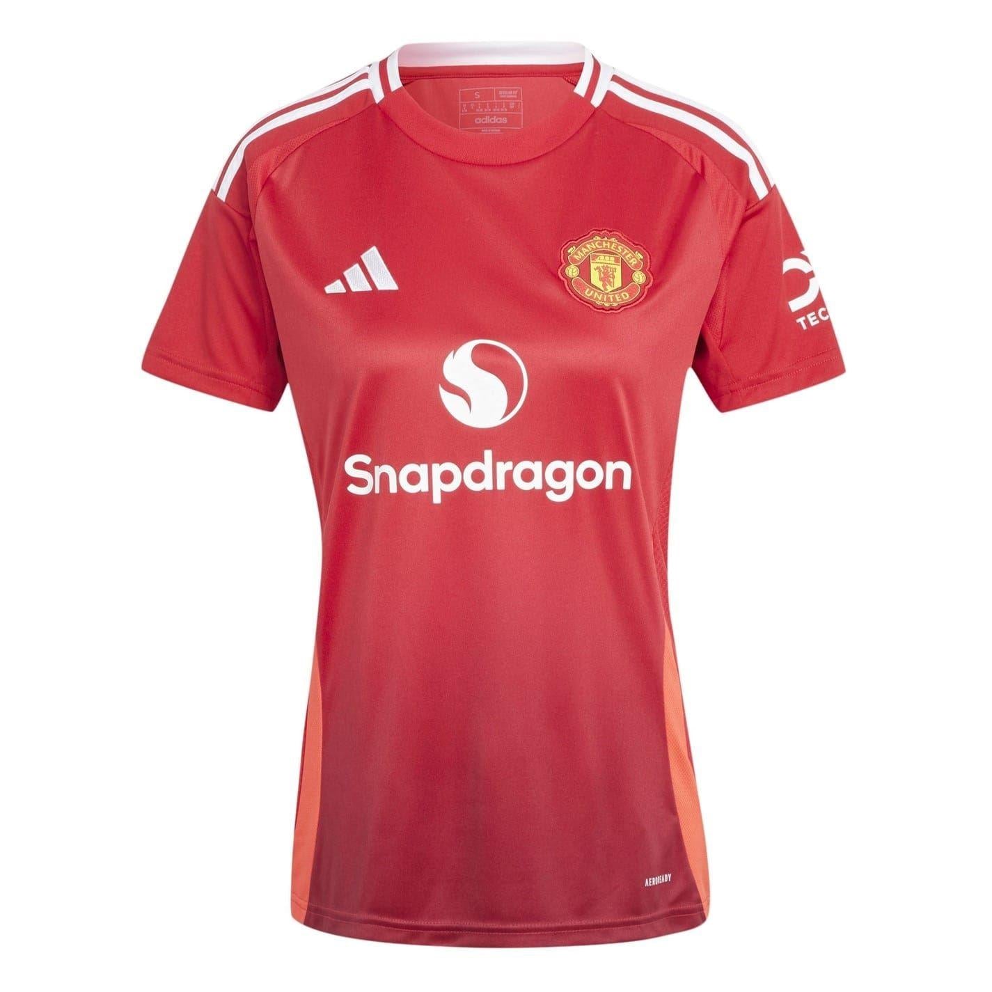 Red - Front - Adidas Womens-Ladies 24-25 Manchester United FC Home Shirt