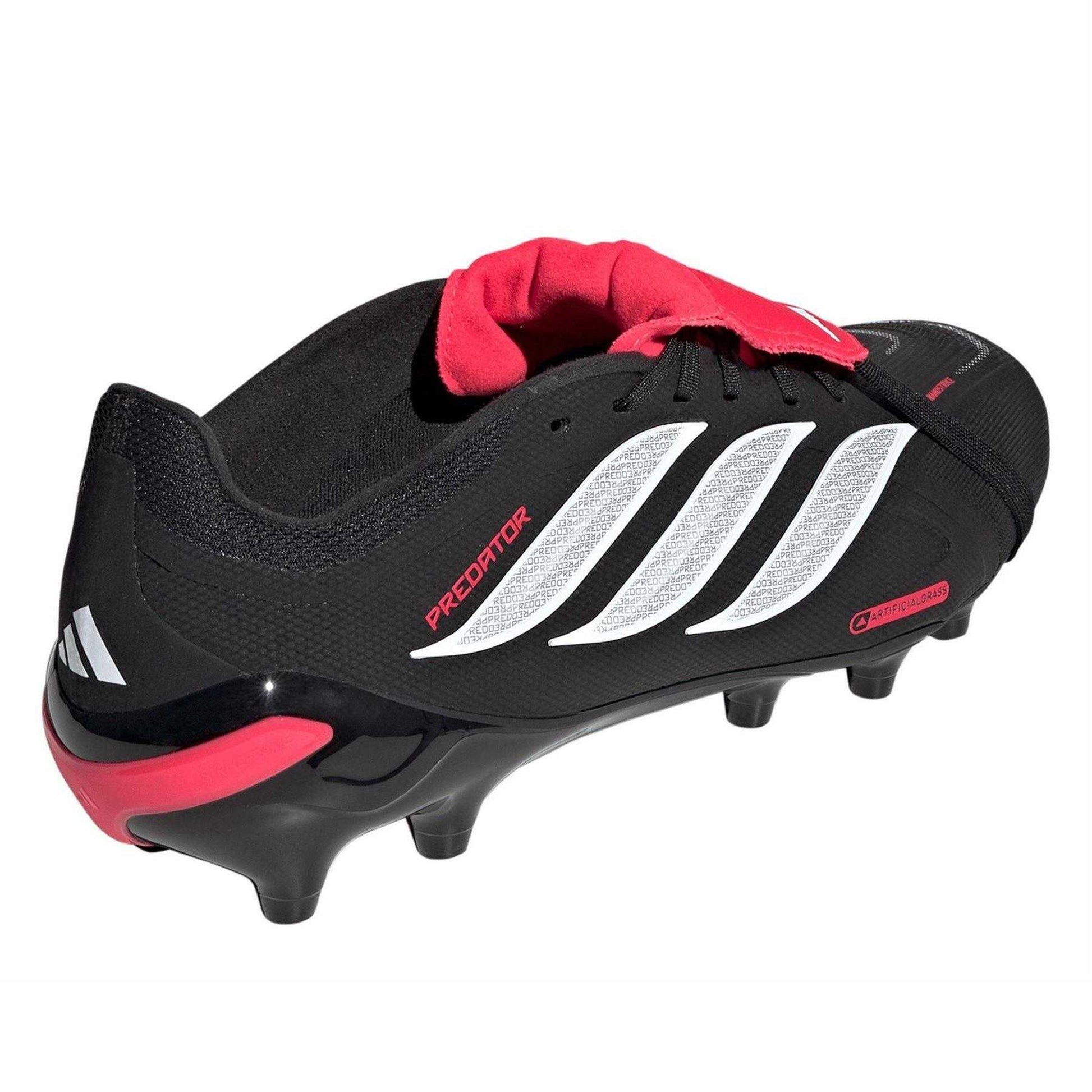 Black-White-Red - Back - Adidas Unisex Adult Predator Fold Over Artificial Ground Football Boots