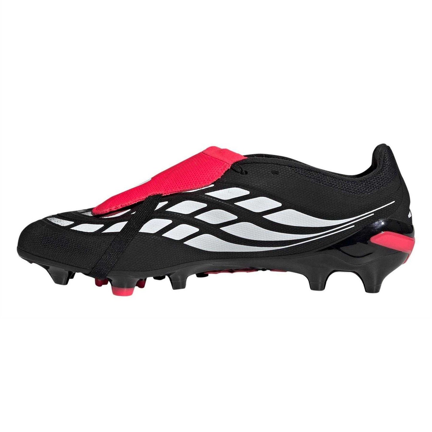 Black-White-Red - Side - Adidas Unisex Adult Predator Fold Over Artificial Ground Football Boots