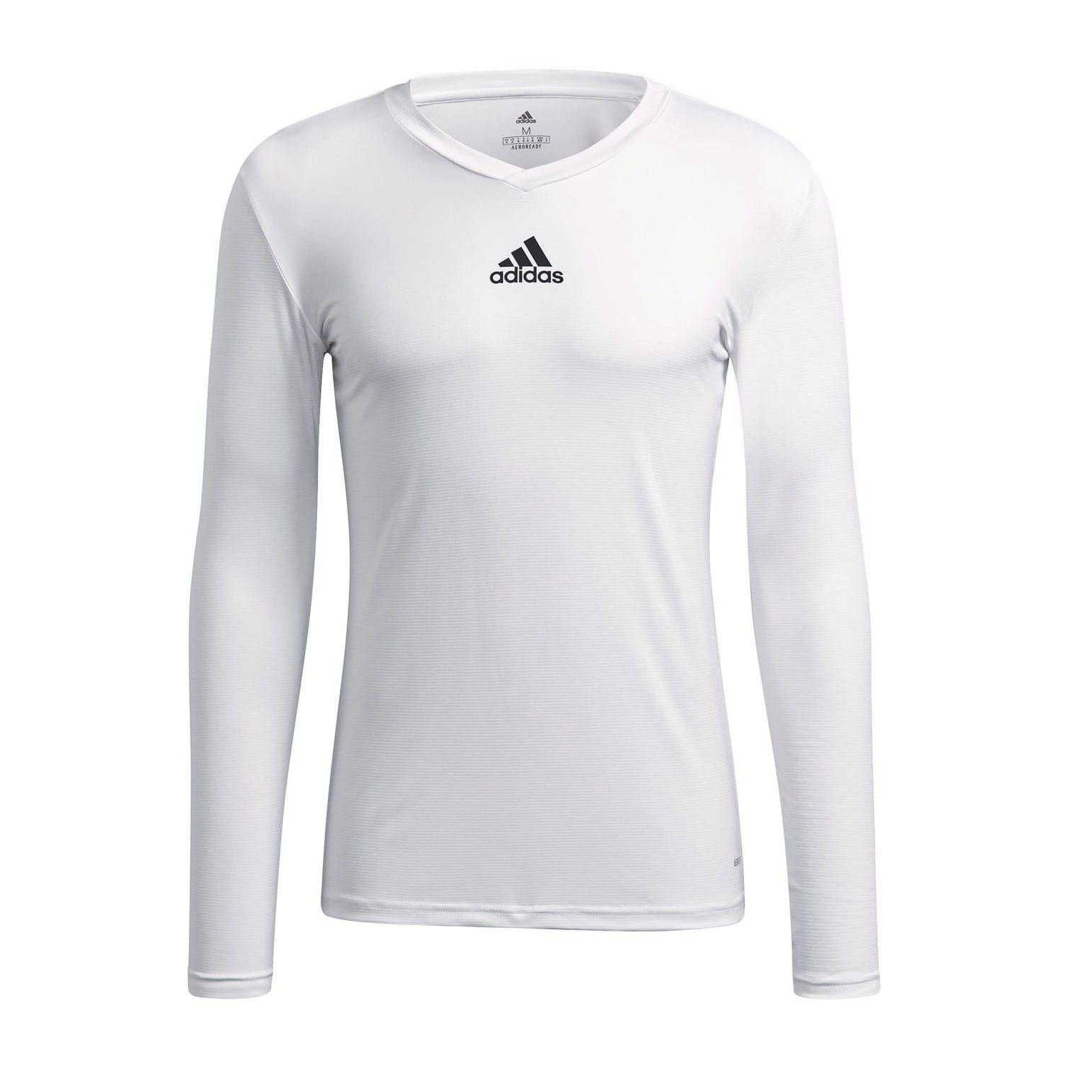 White - Front - Adidas Mens Team Base Long-Sleeved T-Shirt