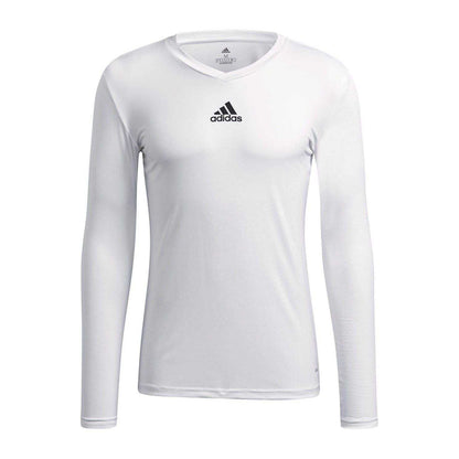 White - Front - Adidas Mens Team Base Long-Sleeved T-Shirt