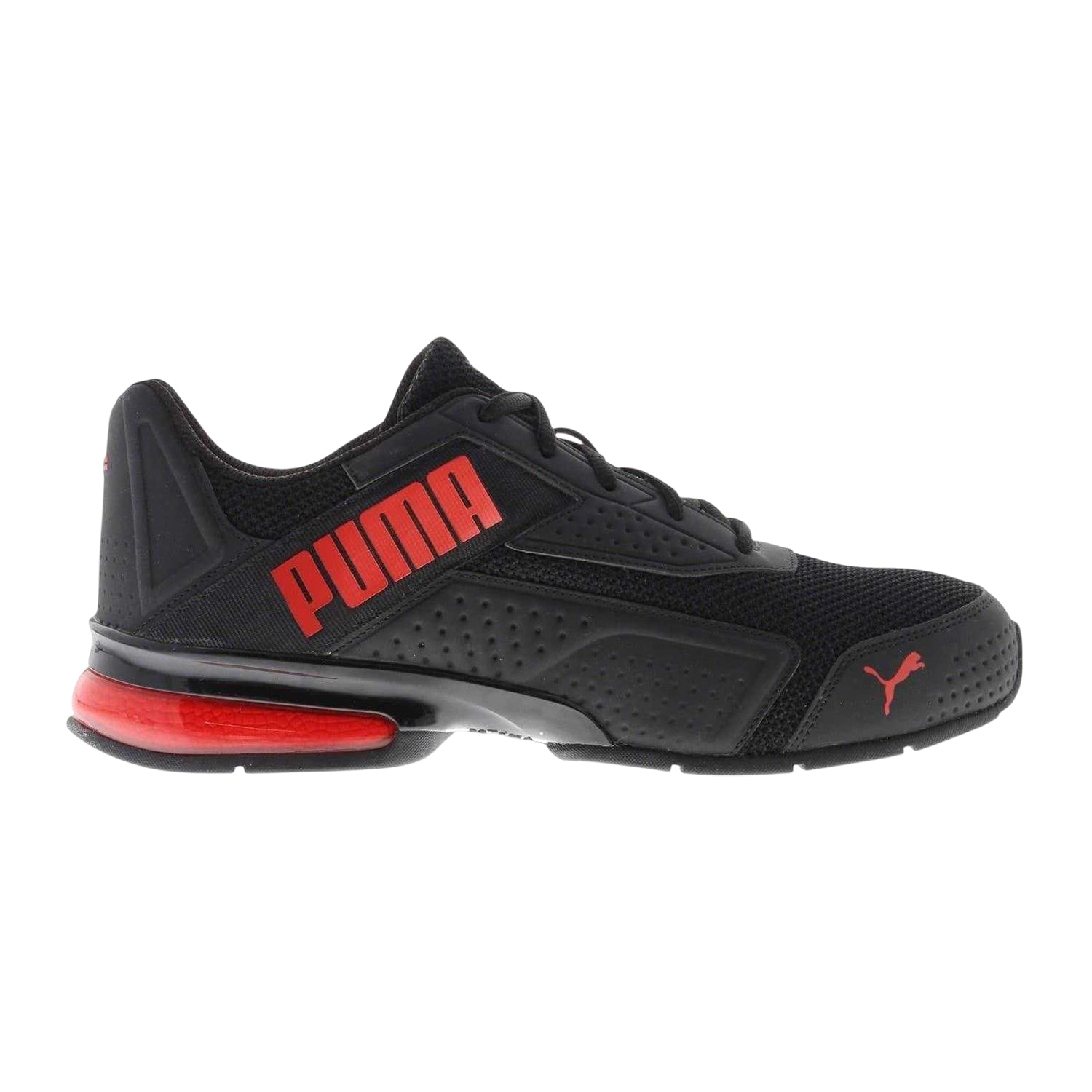 Black-Red - Front - Puma Mens Leader Bold Leather Trainers