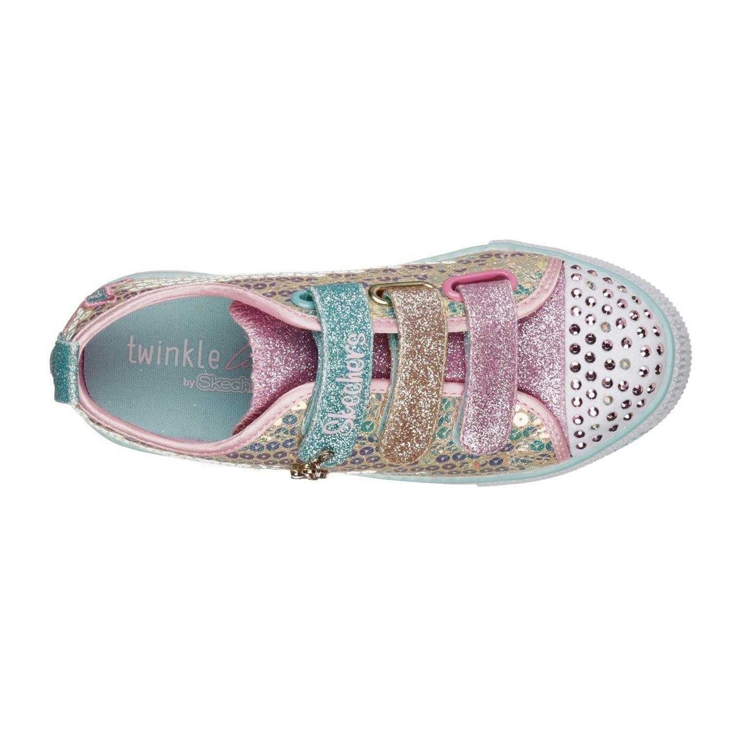 Gold - Side - Skechers Baby Girls Twinkle Toes Mermaid Light Up Trainers