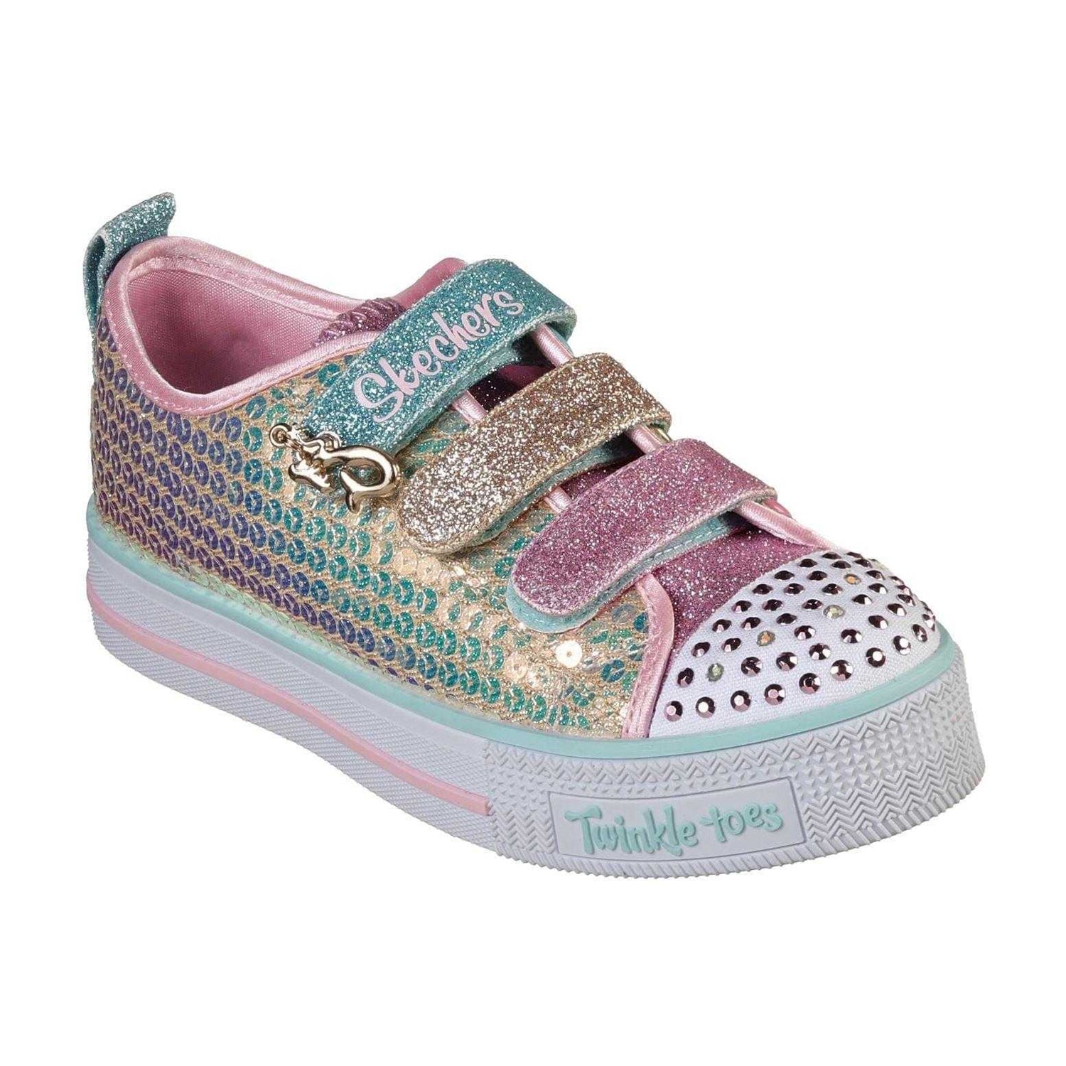 Gold - Front - Skechers Baby Girls Twinkle Toes Mermaid Light Up Trainers