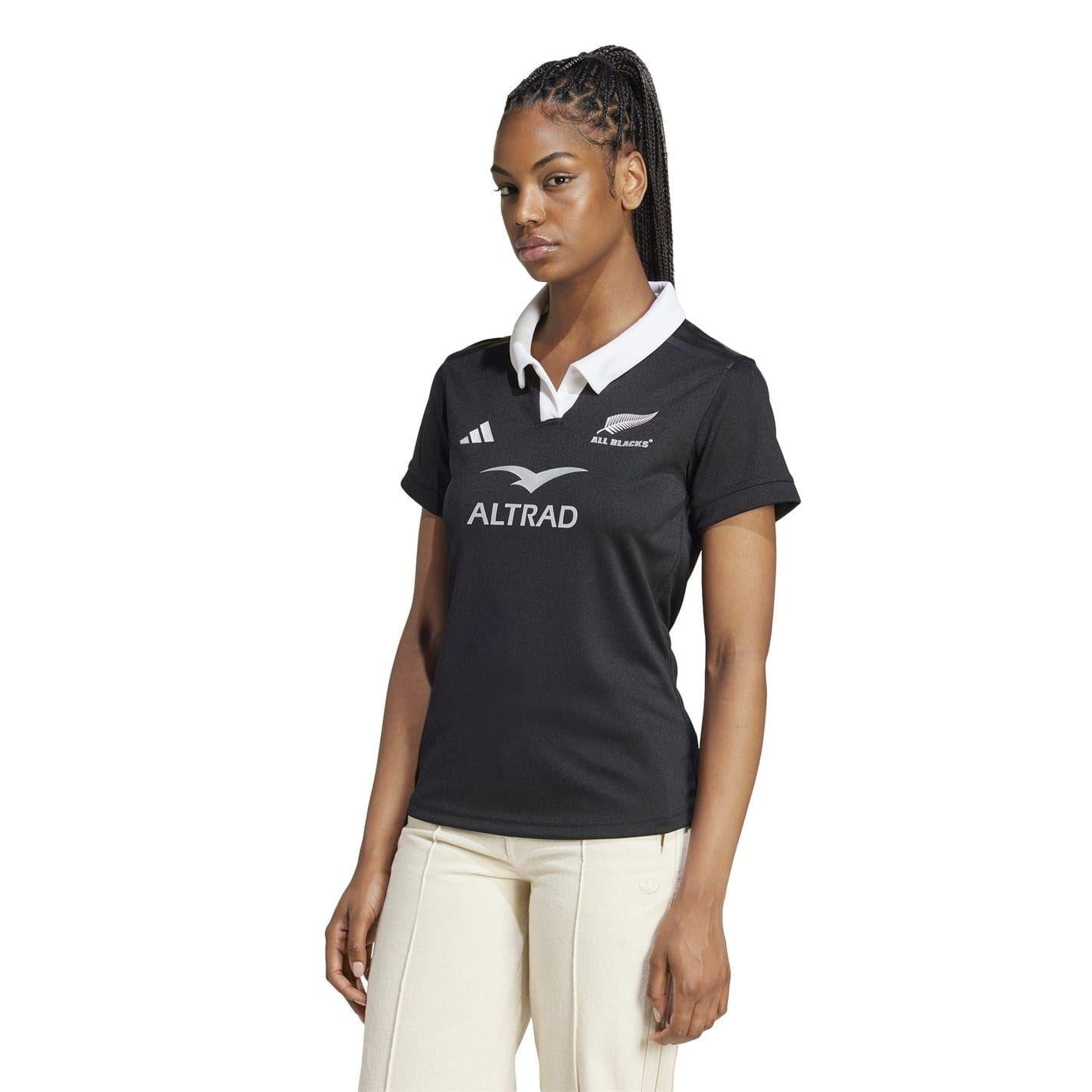 Black - Side - Adidas Womens-Ladies 24-25 New Zealand All Blacks Rugby Jersey