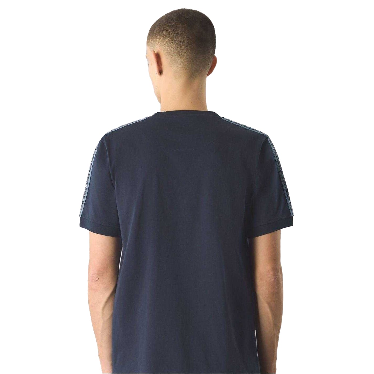Navy - Back - Pretty Green Mens Paisley Taped T-Shirt