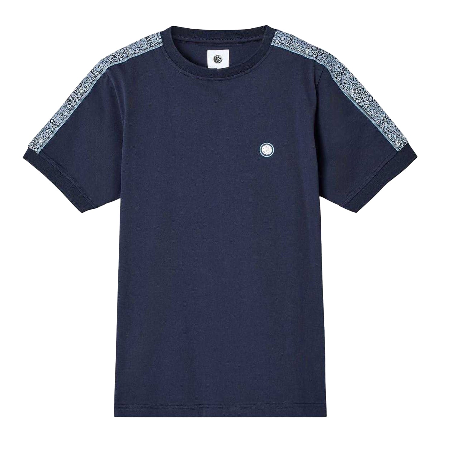 Navy - Front - Pretty Green Mens Paisley Taped T-Shirt