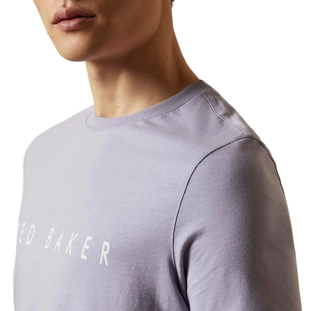 Lilac - Side - Ted Baker Mens Broni Branded T-Shirt