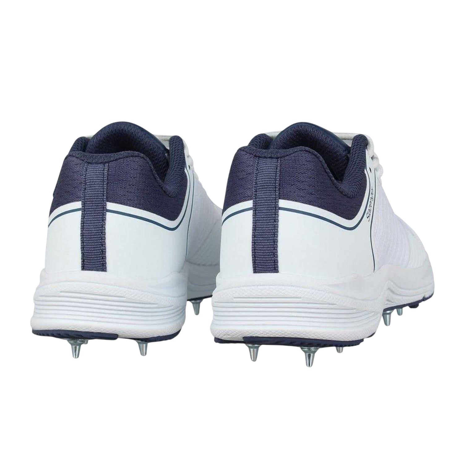 White-Navy - Back - Slazenger Childrens-Kids Spiked Cricket Shoes