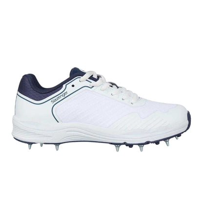 White-Navy - Front - Slazenger Childrens-Kids Spiked Cricket Shoes