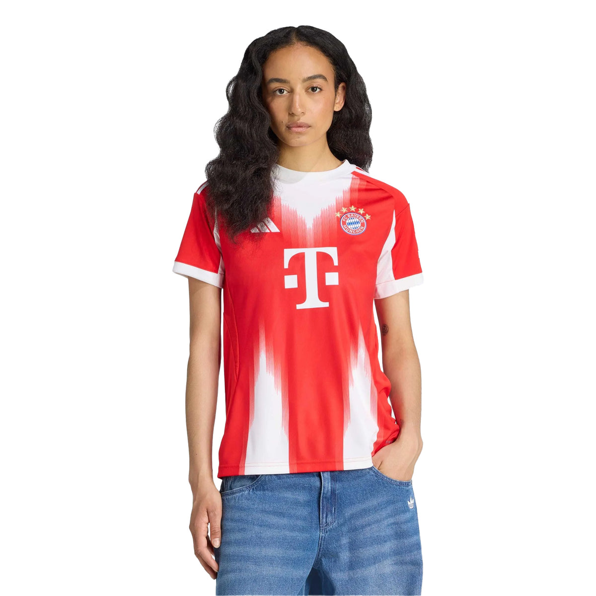 Red - Side - Adidas Womens-Ladies 25-26 FC Bayern Munich Home Shirt