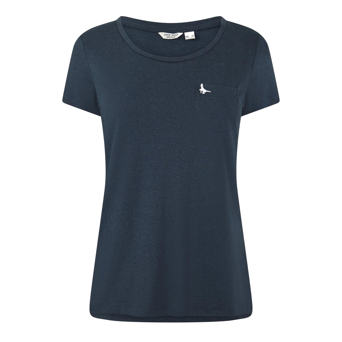 Navy - Front - Jack Wills Womens-Ladies Fullford Chest Pocket T-Shirt