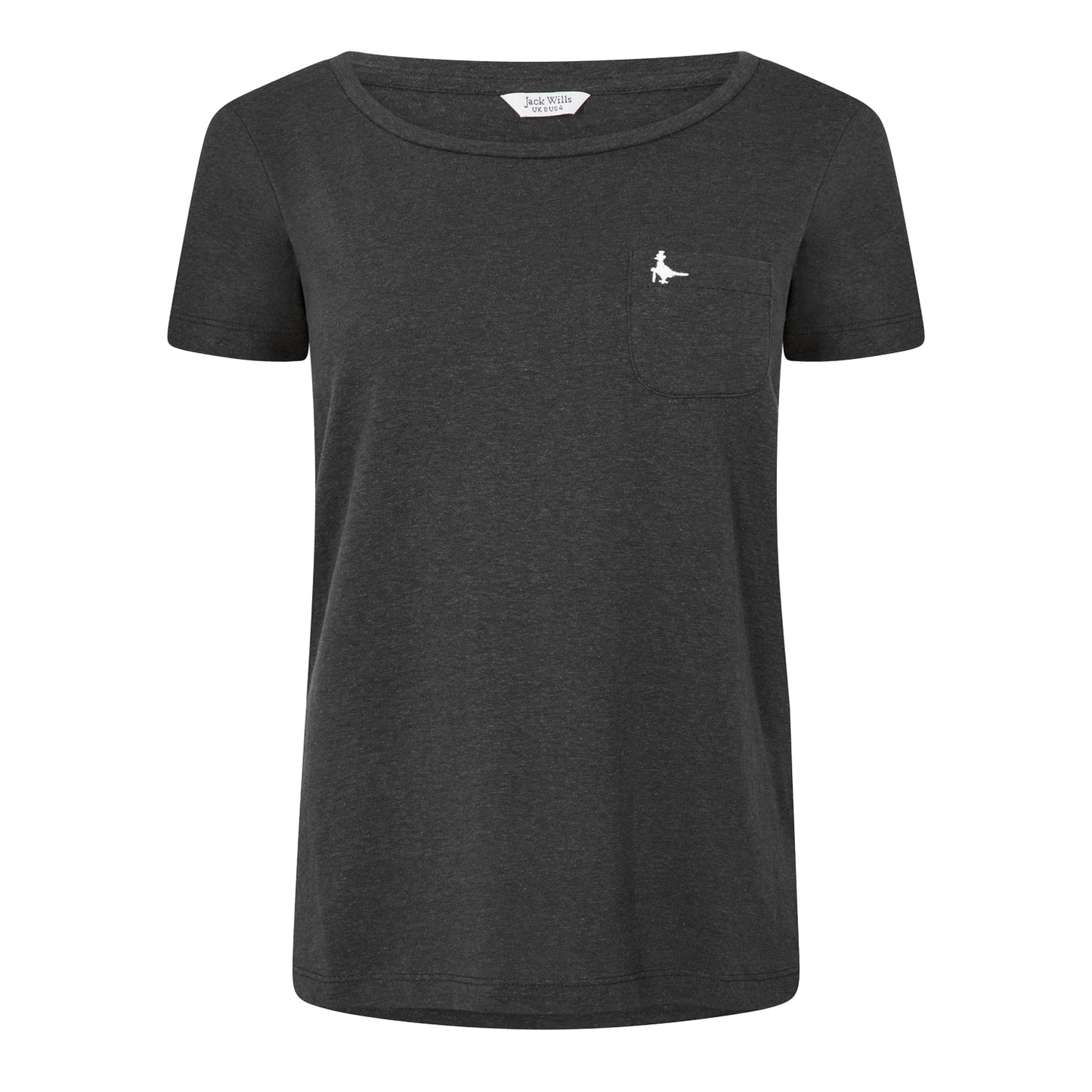 Black - Front - Jack Wills Womens-Ladies Fullford Chest Pocket T-Shirt