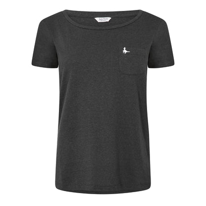 Black - Front - Jack Wills Womens-Ladies Fullford Chest Pocket T-Shirt