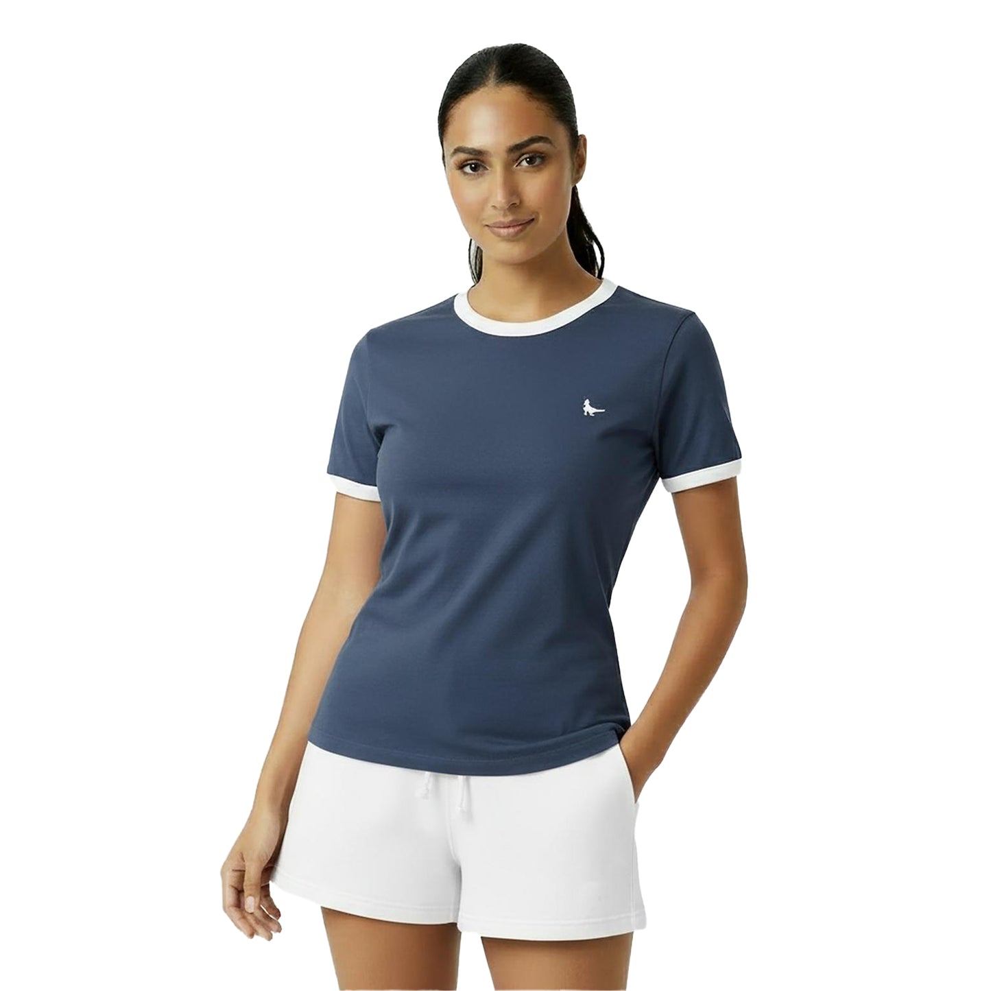 Navy - Side - Jack Wills Womens-Ladies Trinkey Ringer T-Shirt