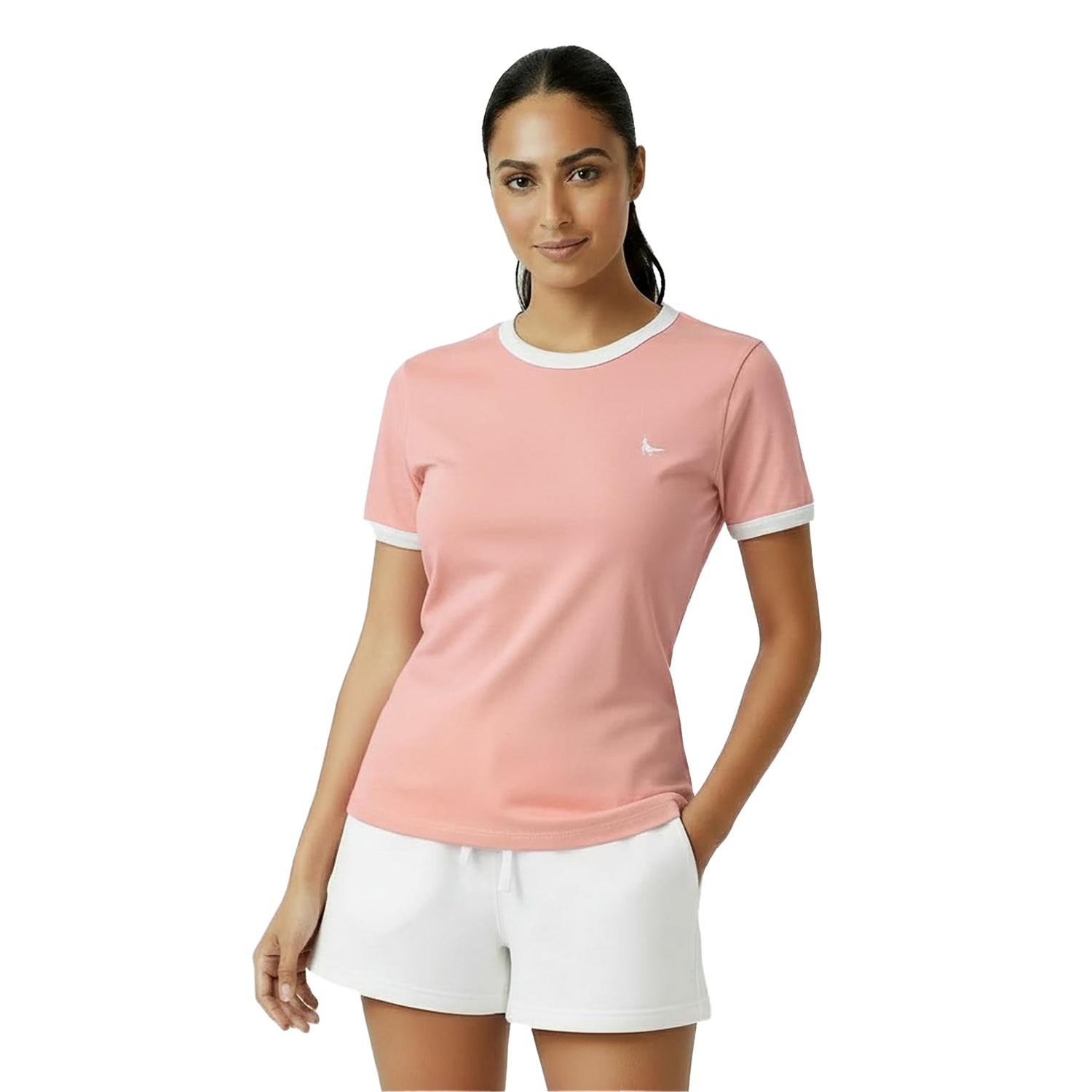 Pink - Side - Jack Wills Womens-Ladies Trinkey Ringer T-Shirt