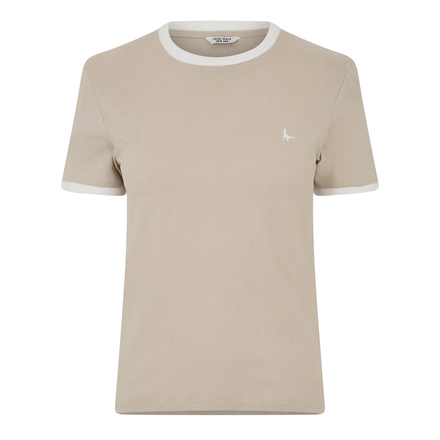 Stone - Front - Jack Wills Womens-Ladies Trinkey Ringer T-Shirt
