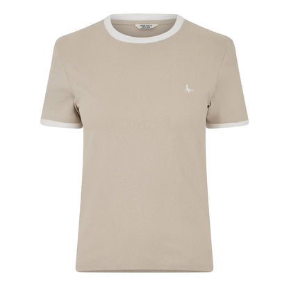 Stone - Front - Jack Wills Womens-Ladies Trinkey Ringer T-Shirt