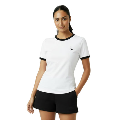 White - Side - Jack Wills Womens-Ladies Trinkey Ringer T-Shirt