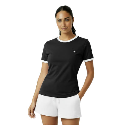 Black - Side - Jack Wills Womens-Ladies Trinkey Ringer T-Shirt