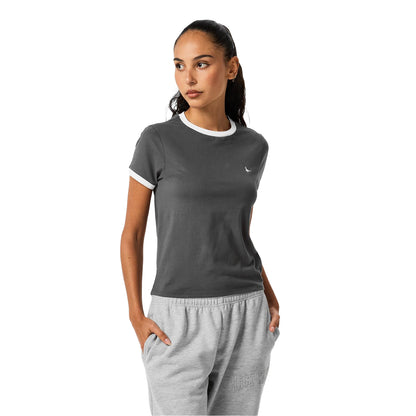Grey - Front - Jack Wills Womens-Ladies Trinkey Ringer T-Shirt