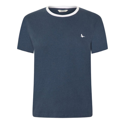 Navy - Front - Jack Wills Womens-Ladies Trinkey Ringer T-Shirt