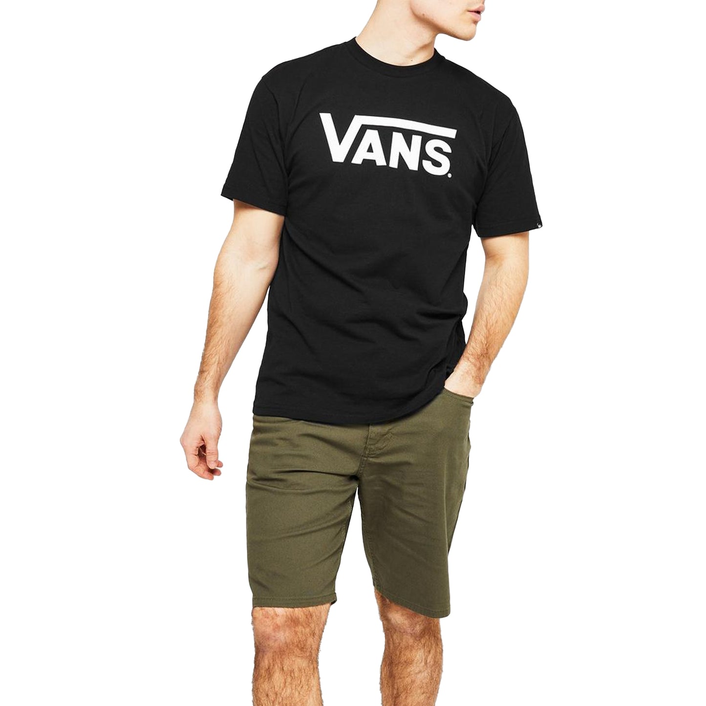 Black-White - Side - Vans Mens Classic Logo Relaxed Fit T-Shirt