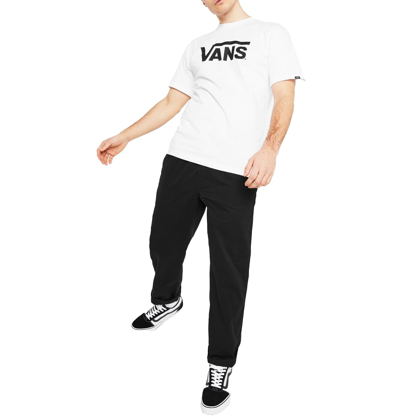 White-Black - Side - Vans Mens Classic Logo Relaxed Fit T-Shirt