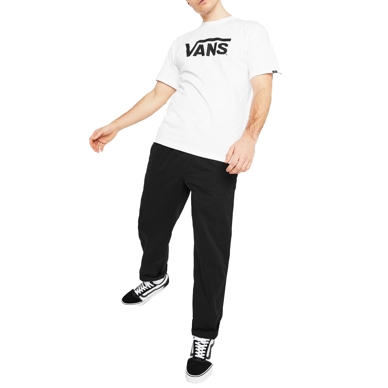 White-Black - Side - Vans Mens Classic Logo Relaxed Fit T-Shirt