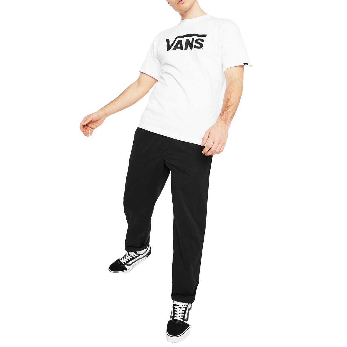 White-Black - Side - Vans Mens Classic Logo Relaxed Fit T-Shirt
