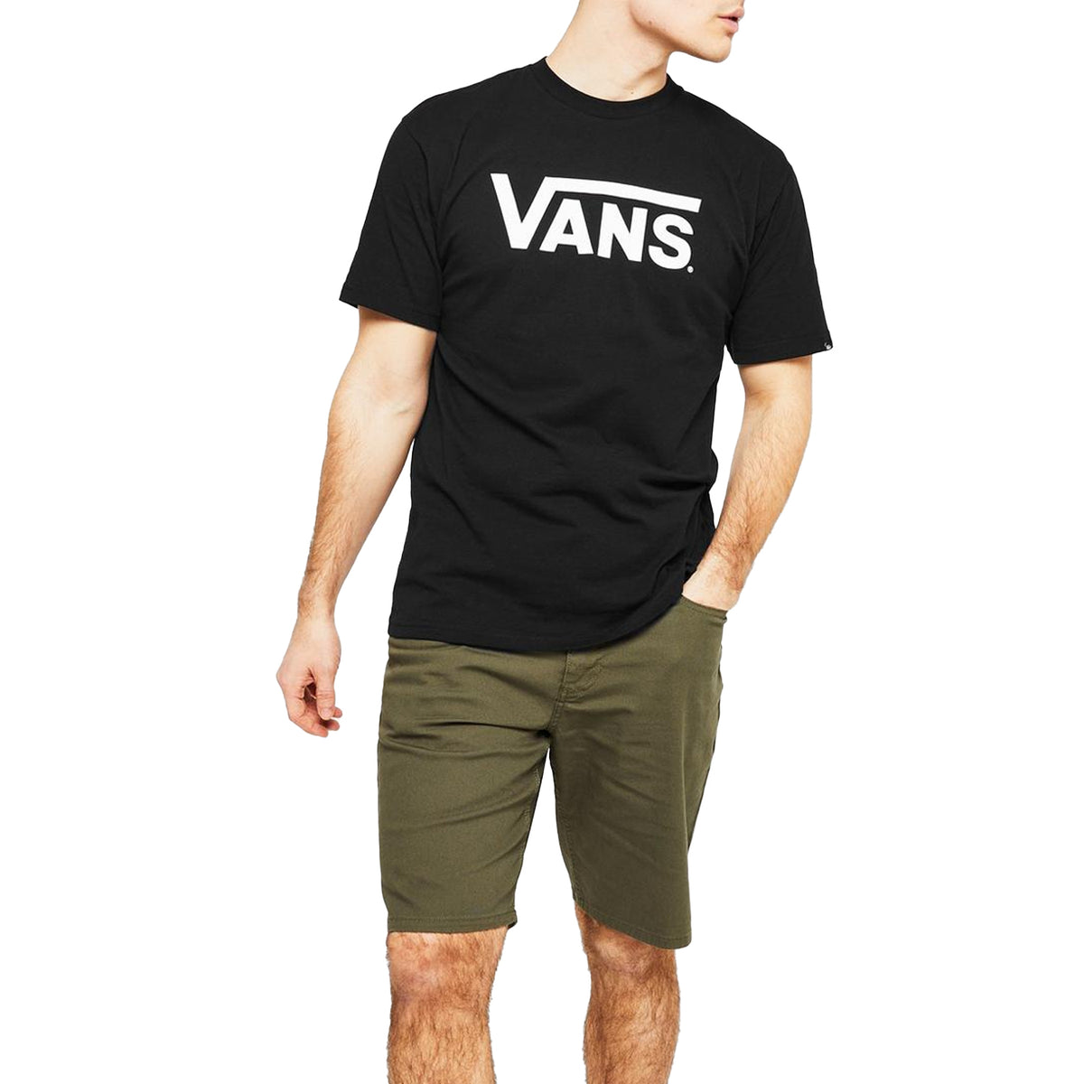 Black-White - Side - Vans Mens Classic Logo Relaxed Fit T-Shirt