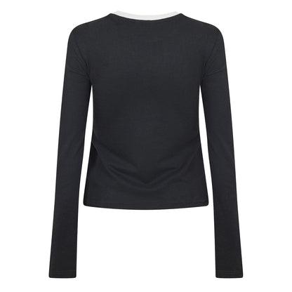 Black - Back - Jack Wills Womens-Ladies Trinkey Ringer Long-Sleeved T-Shirt