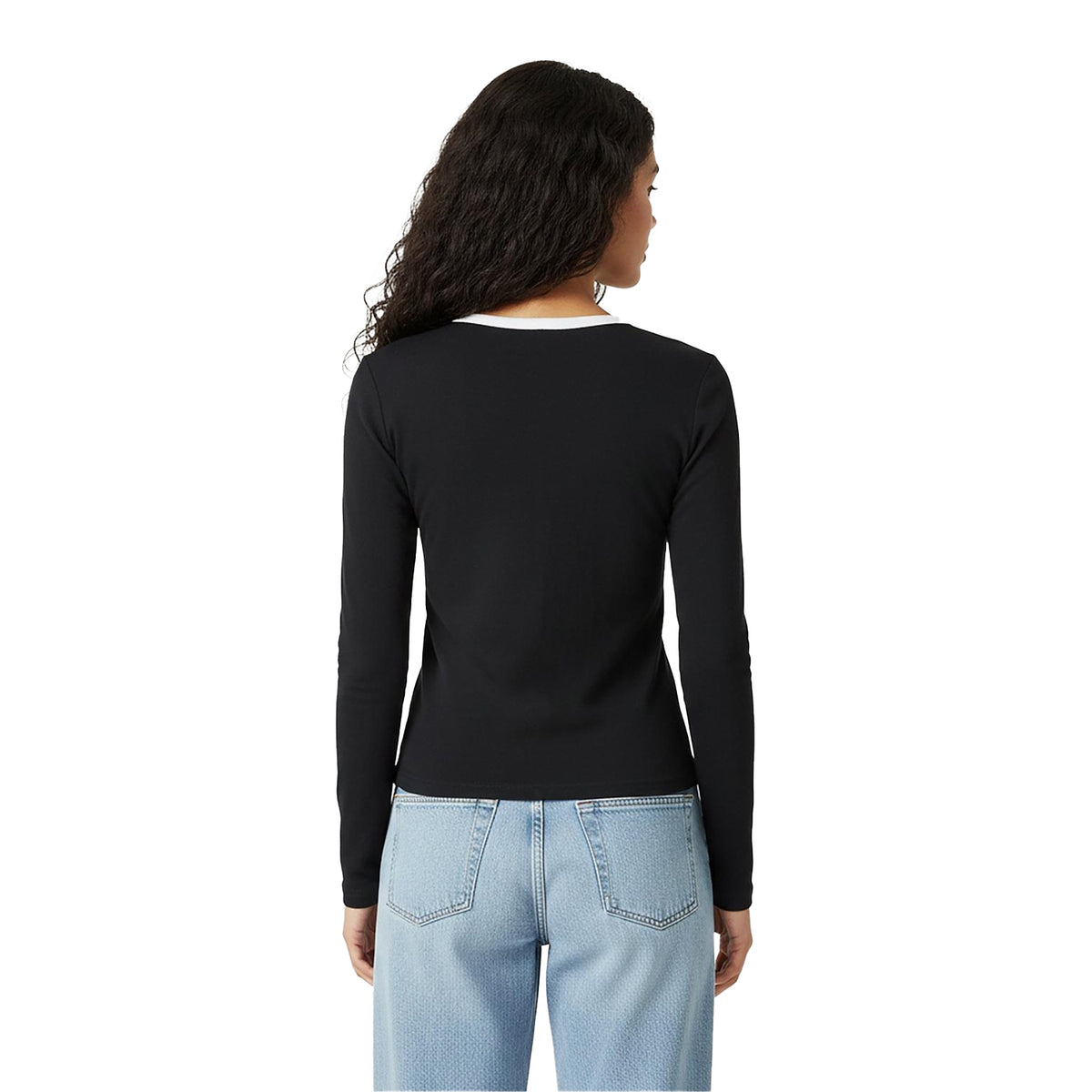 Black - Lifestyle - Jack Wills Womens-Ladies Trinkey Ringer Long-Sleeved T-Shirt
