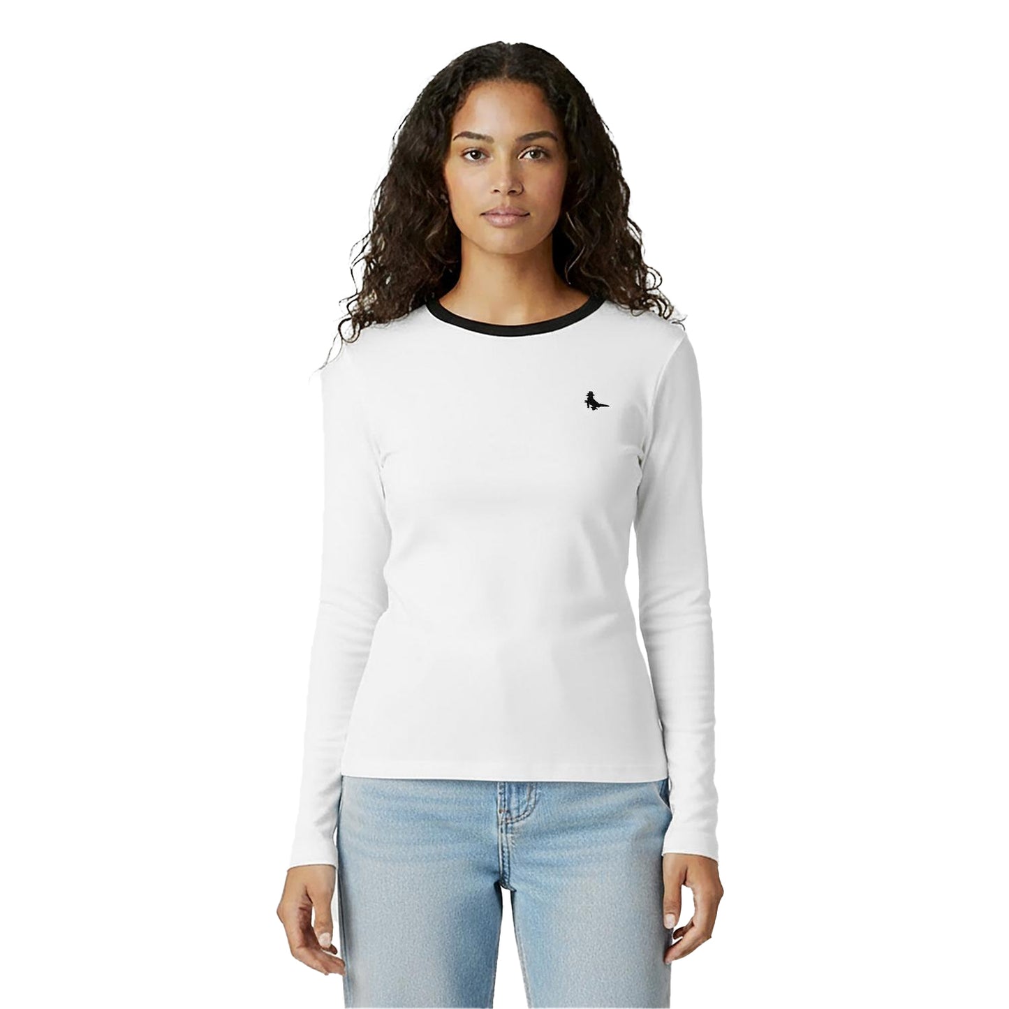 White - Side - Jack Wills Womens-Ladies Trinkey Ringer Long-Sleeved T-Shirt