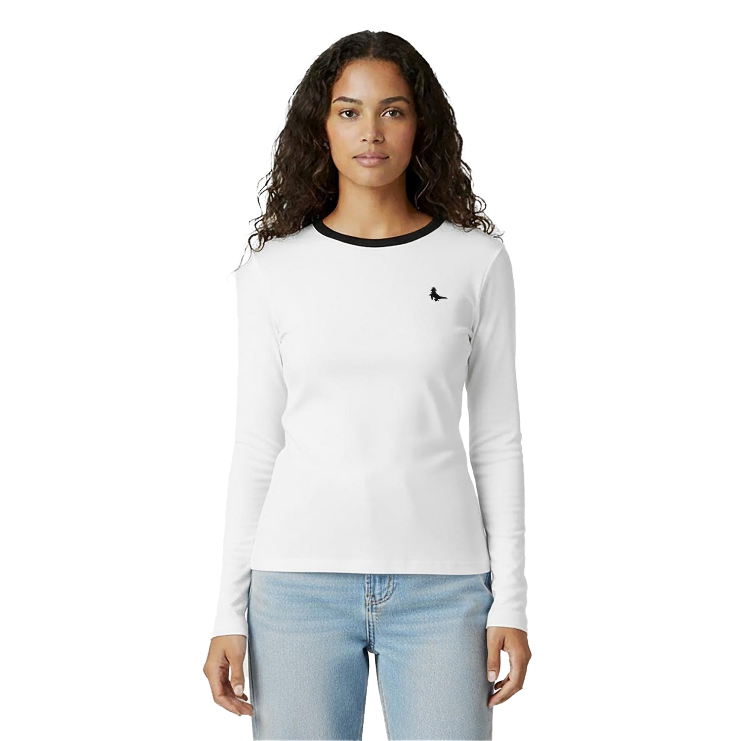 White - Side - Jack Wills Womens-Ladies Trinkey Ringer Long-Sleeved T-Shirt