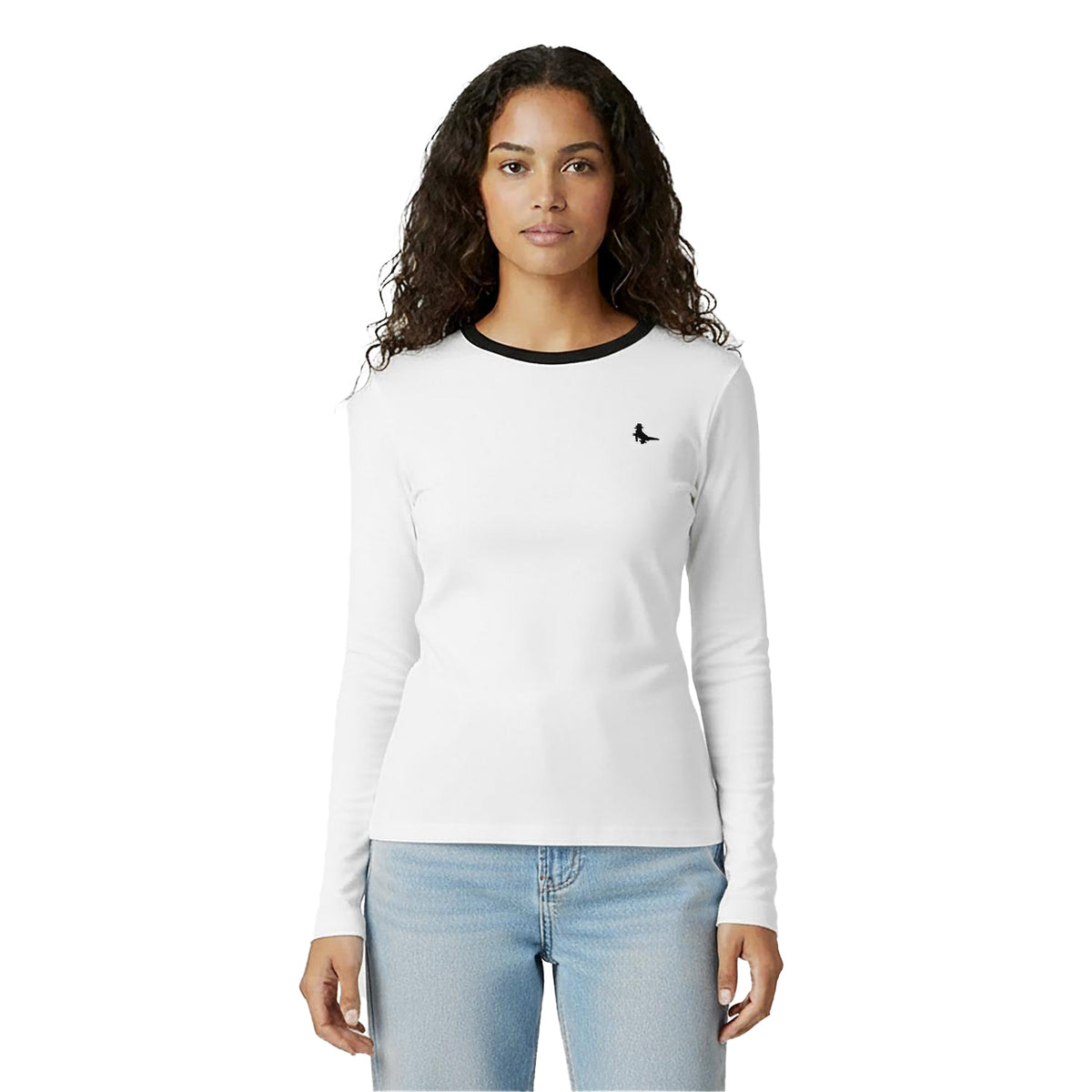 White - Side - Jack Wills Womens-Ladies Trinkey Ringer Long-Sleeved T-Shirt