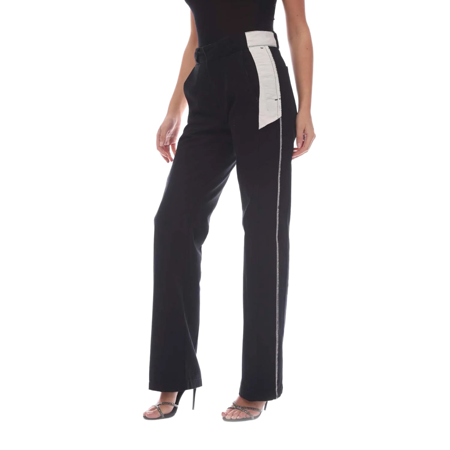 Black - Side - Heron Preston Womens-Ladies Inside Out Chino Trousers