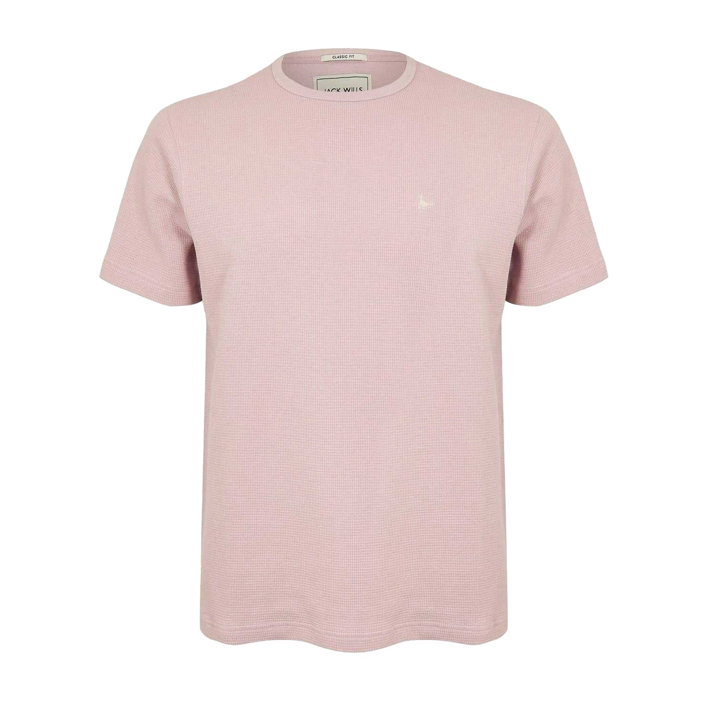 Cool Pink - Front - Jack Wills Mens Logo Waffle Knit T-Shirt