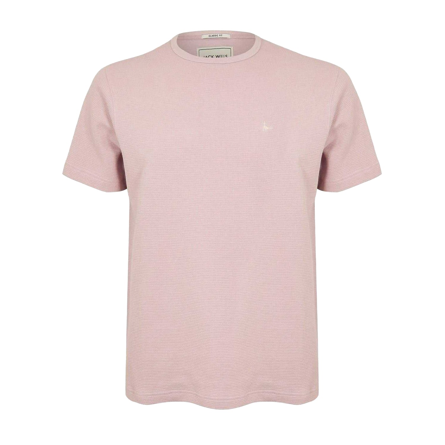 Cool Pink - Front - Jack Wills Mens Logo Waffle Knit T-Shirt