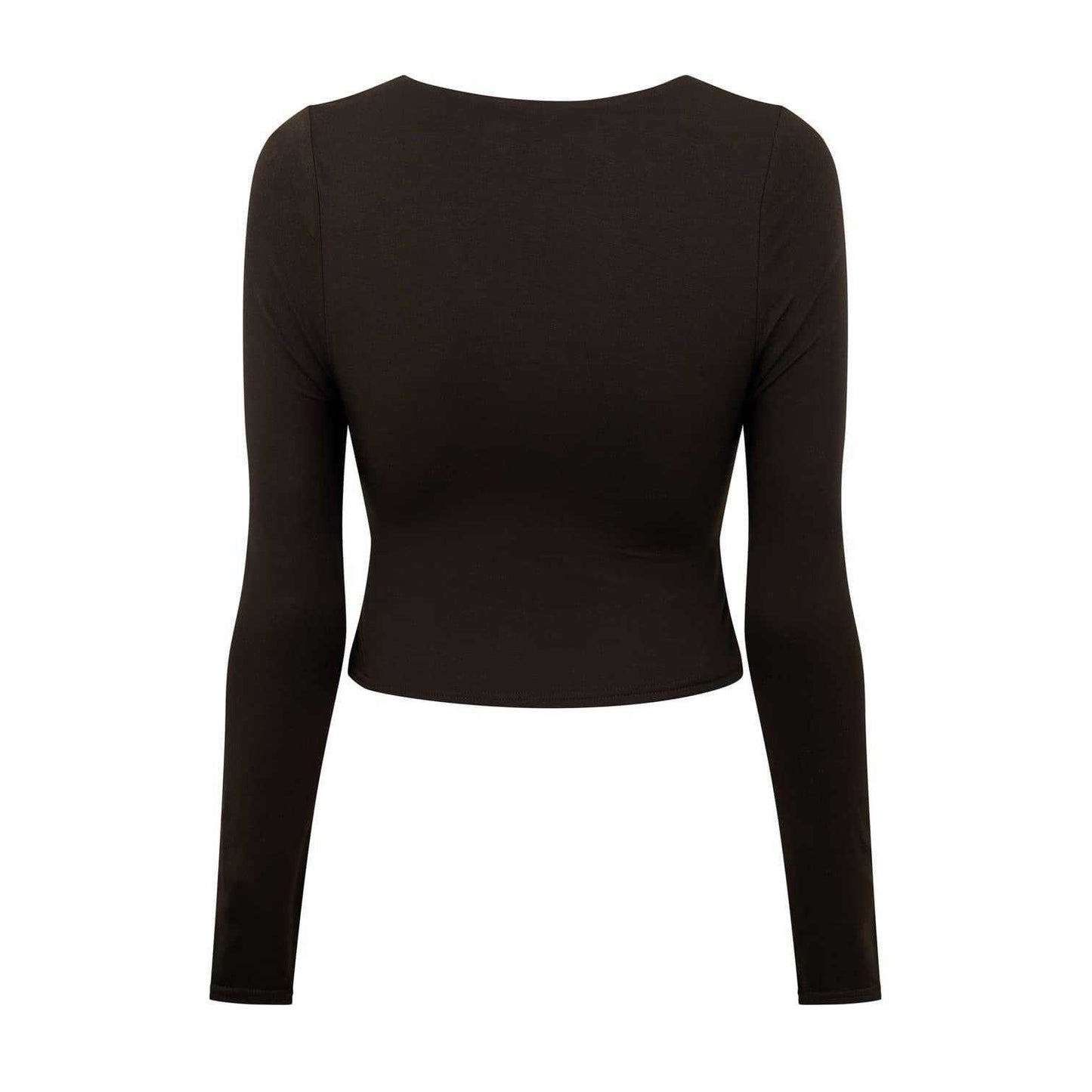 Brown - Back - Jack Wills Womens-Ladies Asymmetric Slim Crop T-Shirt