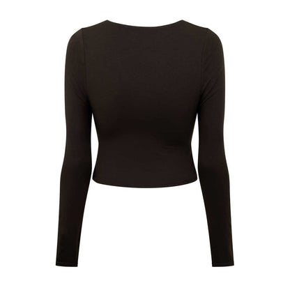 Brown - Back - Jack Wills Womens-Ladies Asymmetric Slim Crop T-Shirt