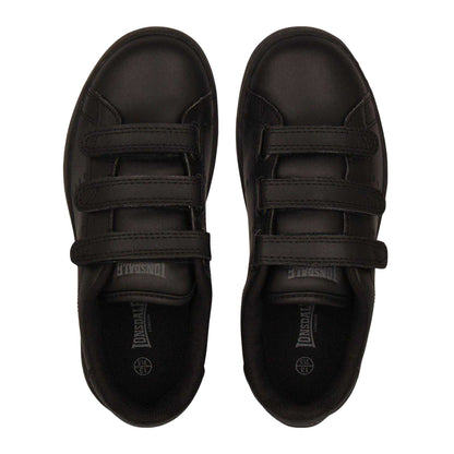 Black - Lifestyle - Lonsdale Childrens-Kids Leyton Leather Hook and Loop Flat Trainers