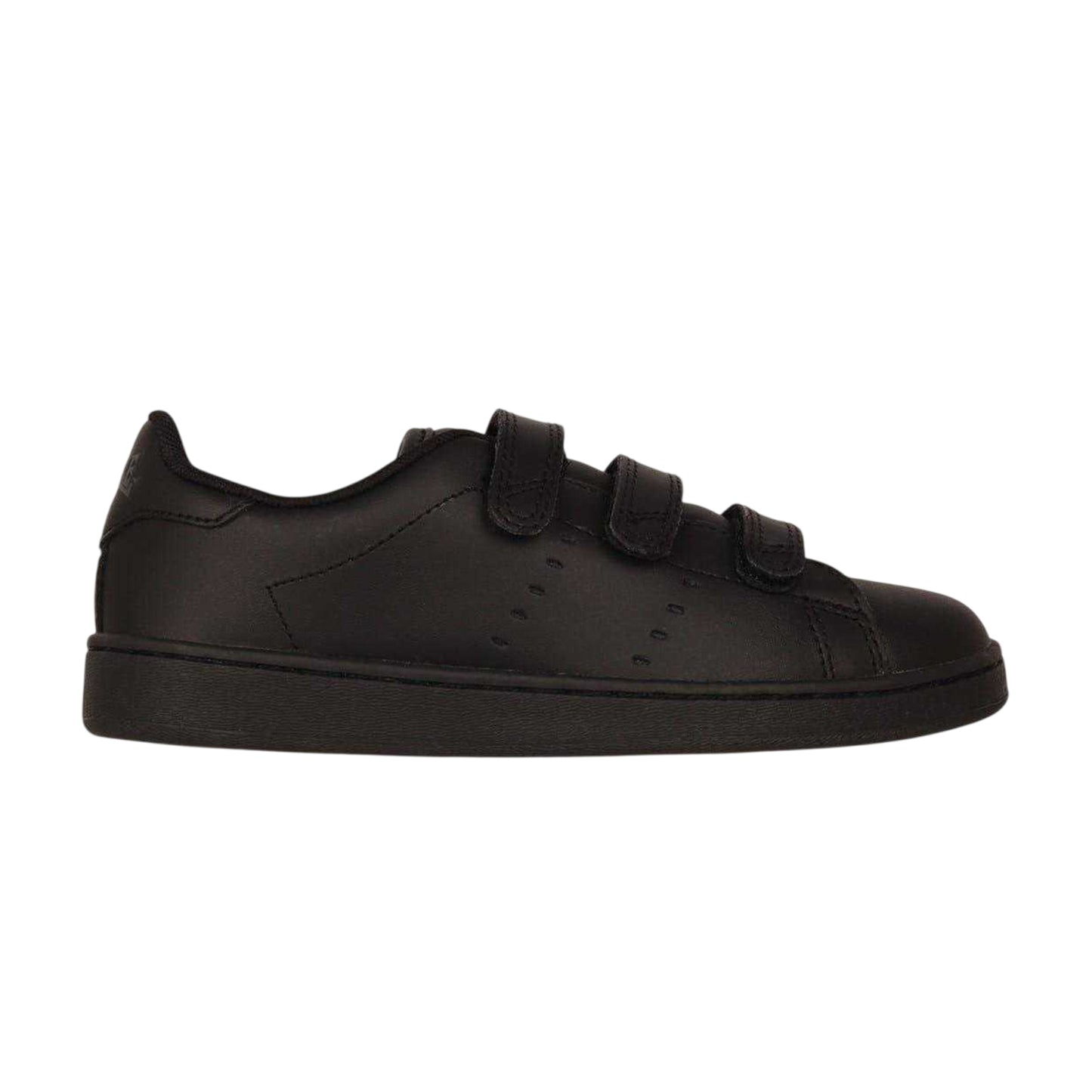 Black - Front - Lonsdale Childrens-Kids Leyton Leather Hook and Loop Flat Trainers